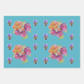 Rode Rosella Parrot Aquarel Schilderij Blauwgroen Inpakpapier Vel (Voorkant 2)