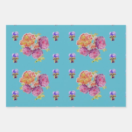 Rode Rosella Parrot Aquarel Schilderij Blauwgroen Inpakpapier Vel (Voorkant 2)