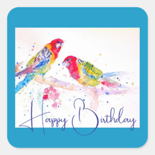 Rode Rosella Parrot Aquarel Schilderkunst Vierkante Sticker