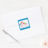 Rode Rosella Parrot Aquarel Schilderkunst Vierkante Sticker (Envelop)