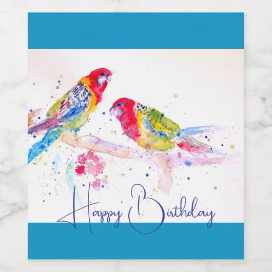 Rode Rosella Parrot Aquarel Schilderkunst Wijn Etiket (Enkel label)