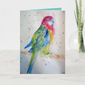 Rode Rosella Parrot Waterverf Birthday Kaart (Voorkant)