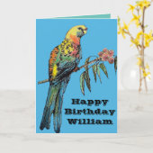 Rode Rosella Parrot Waterverf Birthday Kaart (Gele Bloem)