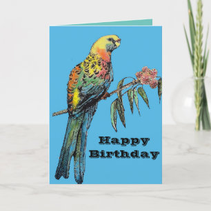Rode Rosella Parrot Waterverf Birthday Kaart
