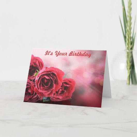 RODE ROSES HET IS JE BIRTHDAY KAART (Voorkant)