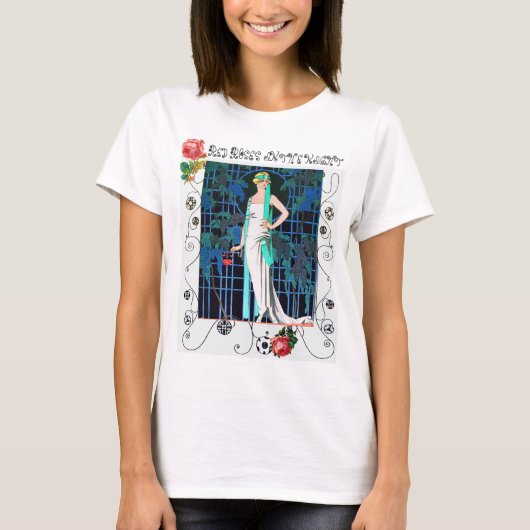 RODE ROSTERS IN DE NACHT, ART DECO BEAUTY MODE T-SHIRT (Voorkant)
