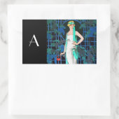 RODE ROSTERS IN DE NACHT, KARTBARE MODE MONOGRAM RECHTHOEKIGE STICKER (Tas)