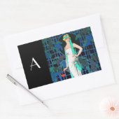 RODE ROSTERS IN DE NACHT, KARTBARE MODE MONOGRAM RECHTHOEKIGE STICKER (Envelop)