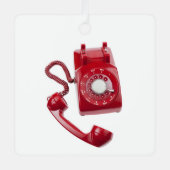 Rode Rotary-telefoon Metalen Ornament (Voorkant)