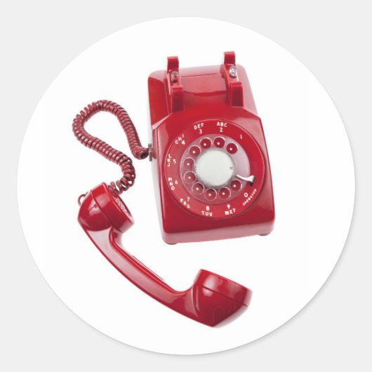 Rode Rotary-telefoon Ronde Sticker (Voorkant)