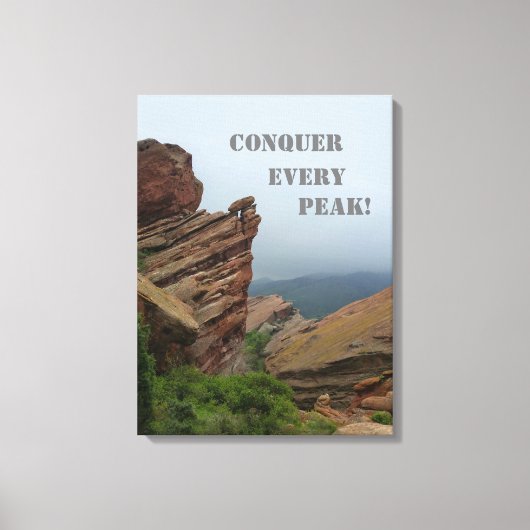 Rode Rots Beklimming: Overwin Elke Top Canvas Afdruk (Voorkant)