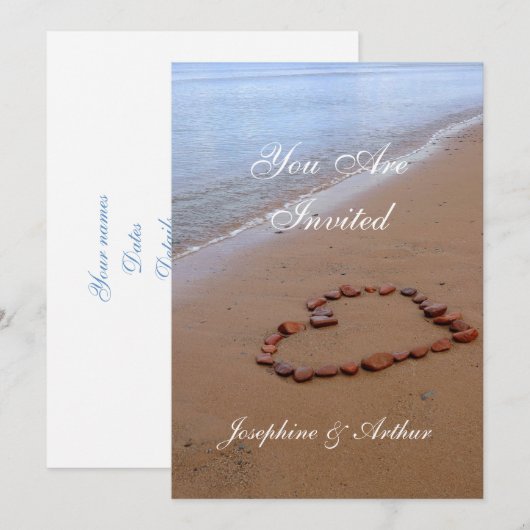 Rode Rots Hart op het Zandstrand Kaart (Voorkant / Achterkant)