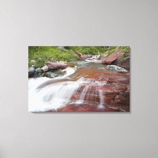 Rode rots in Baring Creek in Glacier National Canvas Afdruk (Voorkant)