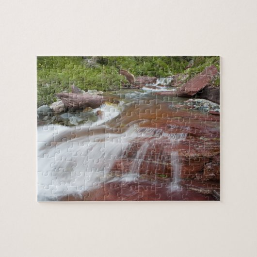 Rode rots in Baring Creek in Glacier National Legpuzzel (Horizontaal)