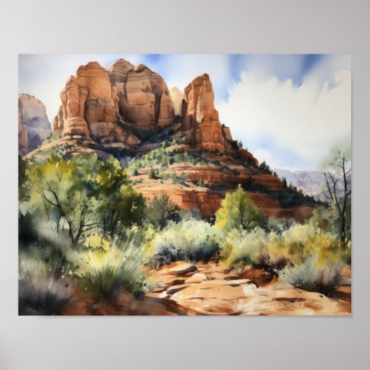 Rode Rots Sedona Arizona Kunstprint Poster (Voorkant)