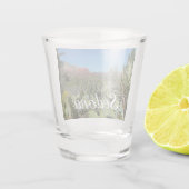 Rode rotsen en cactussen I Shot Glas (Achterkant)