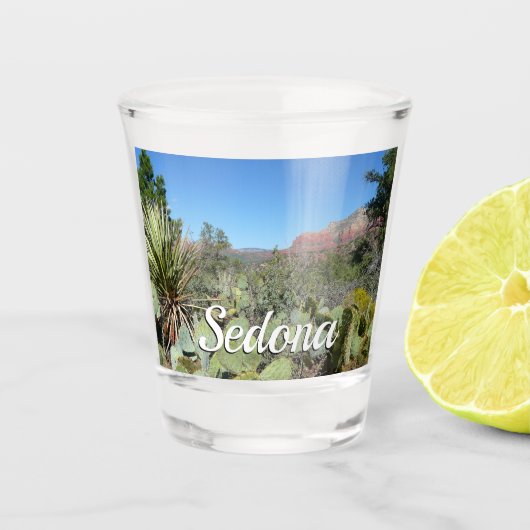 Rode rotsen en cactussen I Shot Glas (Voorkant)