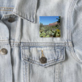 Rode rotsen en cactussen I Vierkante Button 5,1 Cm (In situ)