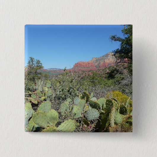 Rode rotsen en cactussen I Vierkante Button 5,1 Cm (Voorkant)