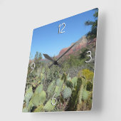 Rode Rotsen en Cactussen I Vierkante Klok (Hoek)