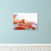 Rode rotsen in sneeuw verpakt canvas (Insitu (Houten vloer))