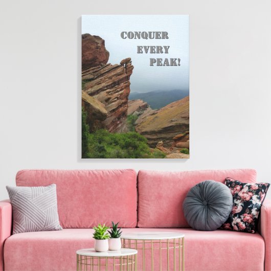 Rode rotsen stijgen: verover elke piek canvas afdruk (Insitu (Woonkamer))