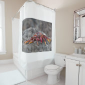 Rode rotskrab douchegordijn (In situ)