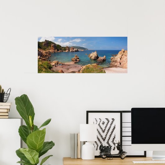 Rode rotskust van het poster Sardinië (Thuiskantoor)