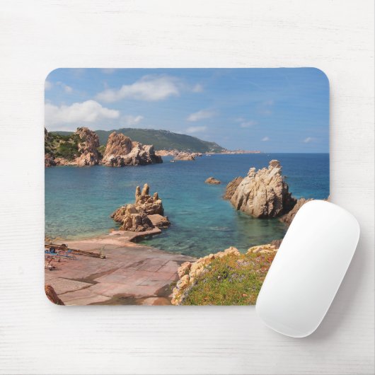 Rode rotskust van Sardinië mousepad Muismat (Met muis)