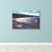 Rode rotskustlijn – Lake Superior, U.P. Canvas Afdruk (Insitu (Houten vloer))