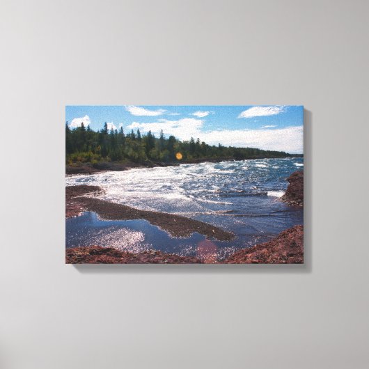 Rode rotskustlijn – Lake Superior, U.P. Canvas Afdruk (Voorkant)