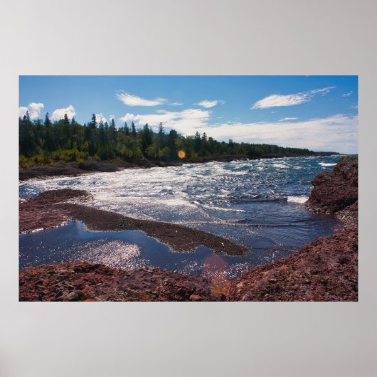 Rode rotskustlijn – Lake Superior, U.P. Poster (Voorkant)