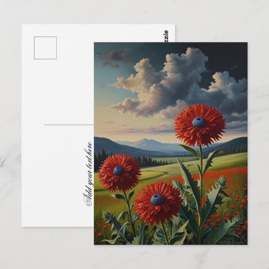 Rode rover dum bloemen Olie Schilderij Briefkaart (Voorkant / Achterkant)