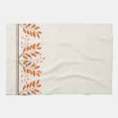 Rode Rowan bessen & gouden bladeren Ivoor Theedoek (Horizontaal)