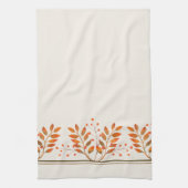 Rode Rowan bessen & gouden bladeren Ivoor Theedoek (Verticaal)