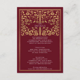 Rode Royal Medieval Sword Wedding Details Informatiekaartje