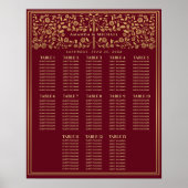 Rode Royal Medieval Sword Wedding Seding Chart Poster (Voorkant)