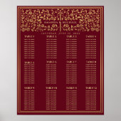 Rode Royal Medieval Sword Wedding Seding Chart Poster (Voorkant)