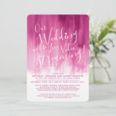 Rode roze abstracte kunst live streaming bruiloft kaart (Staand voorkant)