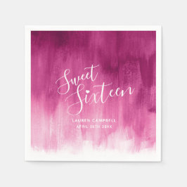 Rode roze abstracte moderne kunst sweet 16 verjaar servet
