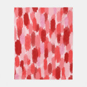 Rode Roze Abstracte Penseelstreken Patroon Fleece Deken (Voorkant)