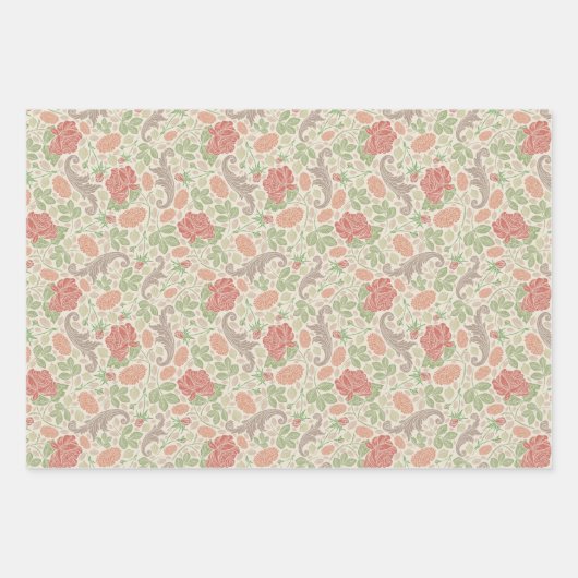  rode roze anjers Mums Floral Inpakpapier Vel (Voorkant 3)