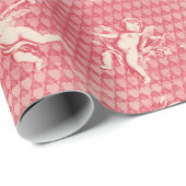 Rode Roze Antiek Cupido Angels en Harten Cadeaupapier (Rol Hoek)
