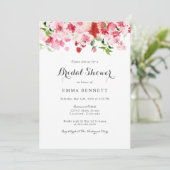 Rode Roze Aquarel Bloem Bruidsdouche Kaart (Staand voorkant)