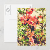 Rode Roze Aquarel Bloemmotief 1 Briefkaart (Voorkant / Achterkant)