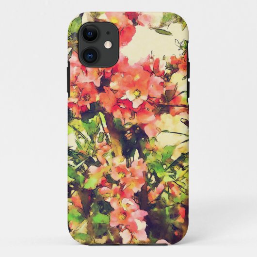Rode Roze Aquarel Bloemmotief 1 Case-Mate iPhone Case (Achterkant)