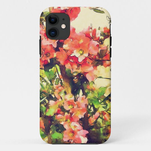 Rode Roze Aquarel Bloemmotief 1 Case-Mate iPhone Case (Achterkant)