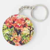 Rode Roze Aquarel Bloemmotief 1 Sleutelhanger (Achterkant)