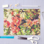 Rode Roze Aquarel Bloemmotief 1 Tissuepapier (Craft)