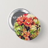 Rode Roze Aquarel Bloempatroon 1 Ronde Button 5,7 Cm (Voorkant /achterkant)